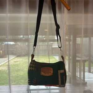 Pendleton Green and Brown Geometric Crossbody Bag